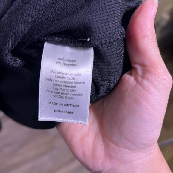 41 Hawthorn Black Modal Faux Wrap Midi Dress XL Minimalist Capsule - Picture 2 of 3